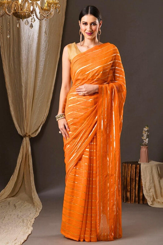 Orange Chiffon Embroidered Dhoti Saree Set Design by Tarun Tahiliani at  Pernia's Pop Up Shop 2024